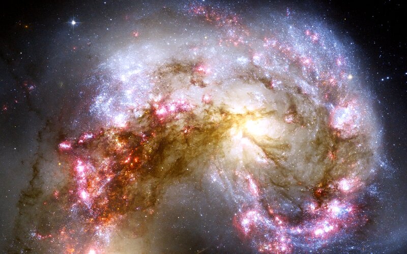 Spiral Galaxy Merger — White
