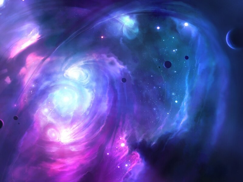 Spiral Galaxy Nebula — Purple, Cosmic, Digital Art