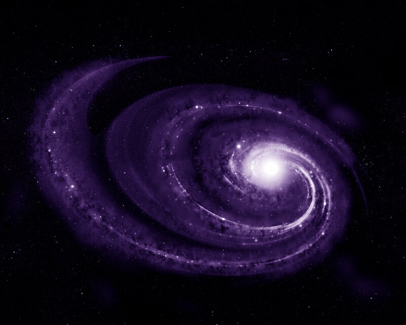 Spiral Galaxy — Purple, Cosmic, Night, Digital Art, Stars, Nebula, Black, White