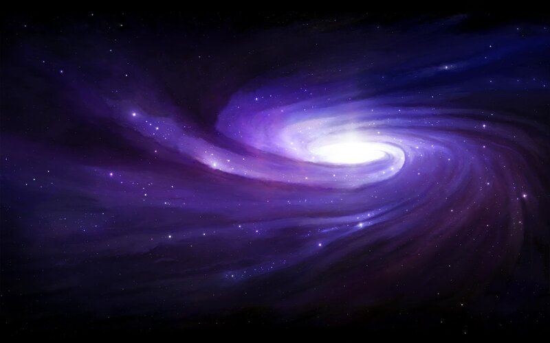 Spiral Galaxy — Purple, Cosmic, Night, Digital Art, Stars, Nebula