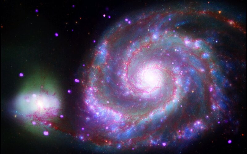 Spiral Galaxy — Purple, Cosmic, Photograph, Stars, Nebula