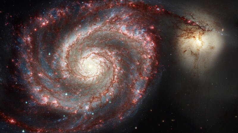 Spiral Galaxy — Red, Dramatic, Photograph, Stars, Nebula, Space
