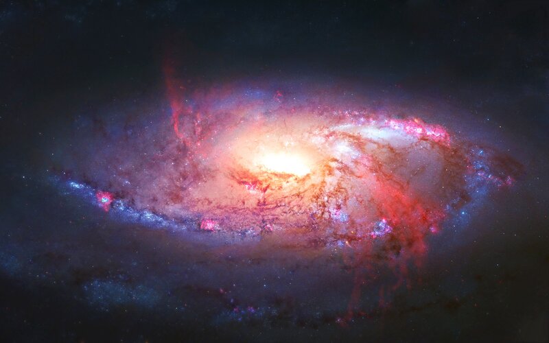 Spiral Galaxy — Red, Dramatic, Photograph, Stars, Nebula