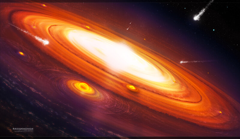 Spiral Galaxy with Comets