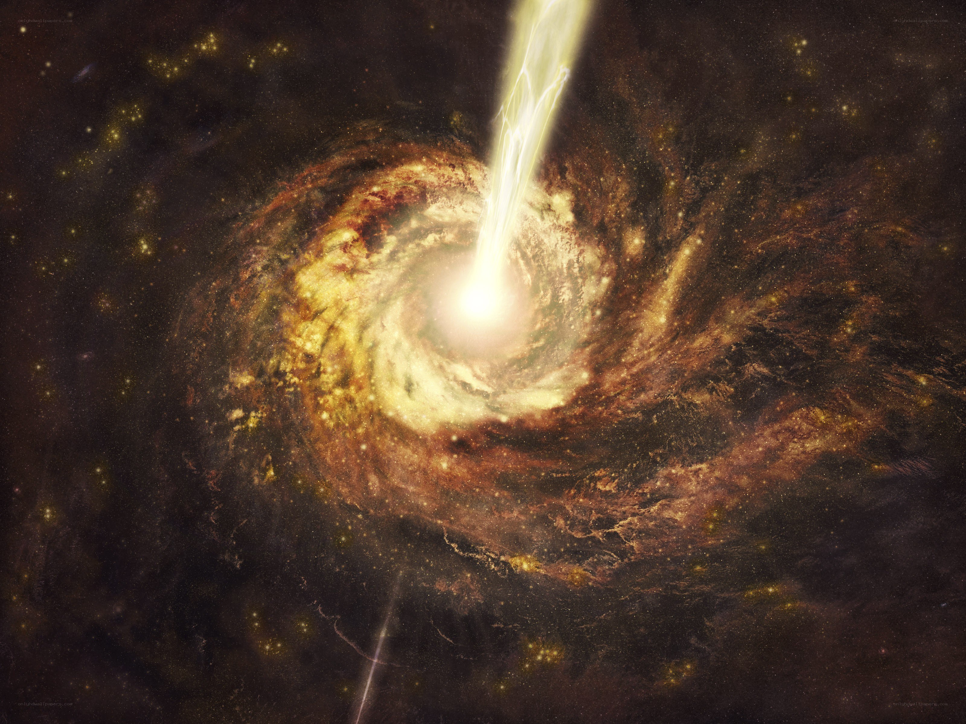 Spiral galaxy with jet