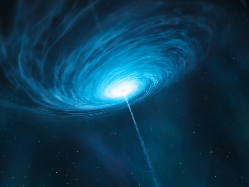 Spiral Galaxy with Jet — Blue