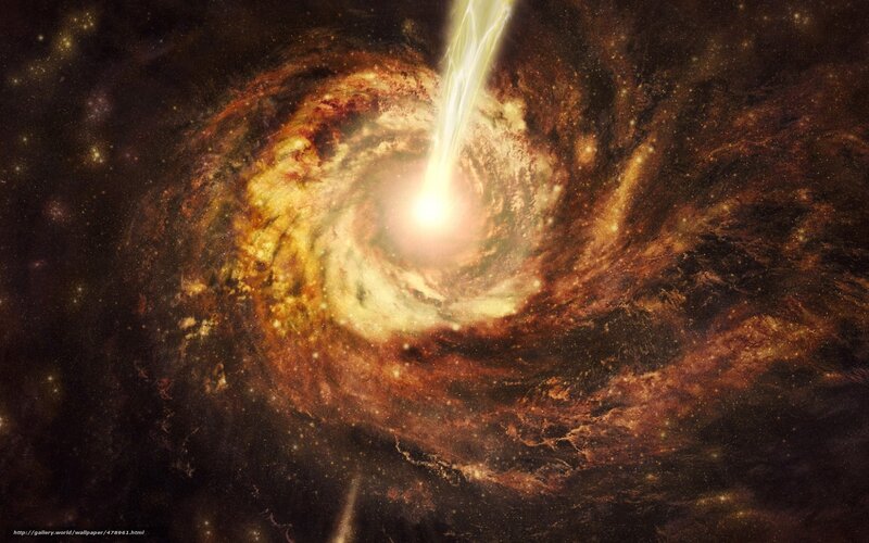 Spiral Galaxy with Jet — Brown