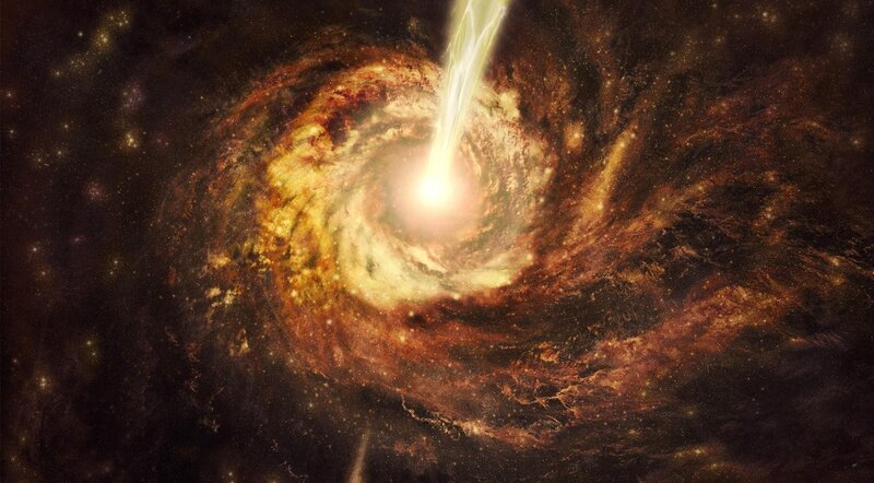 Spiral Galaxy with Jets — Brown