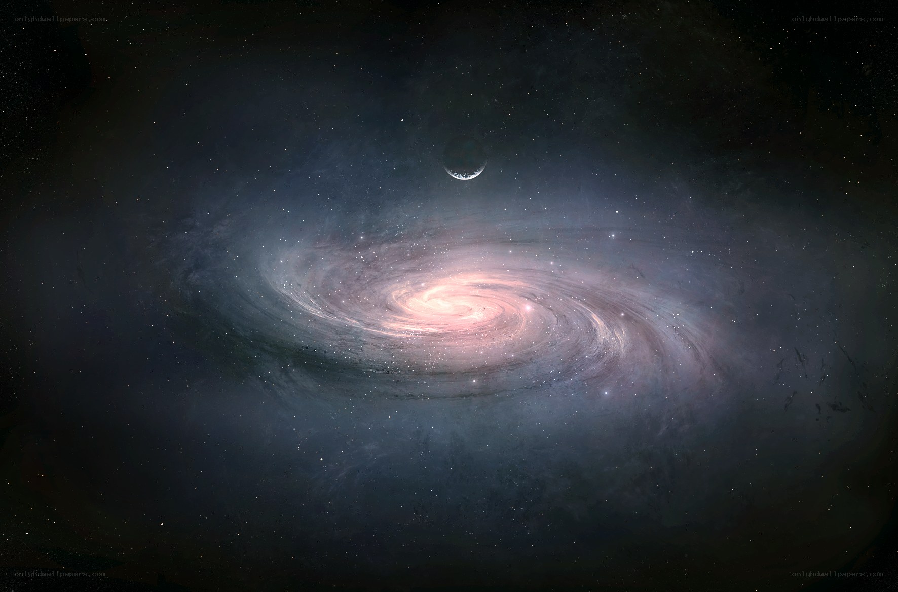 Spiral galaxy with planet