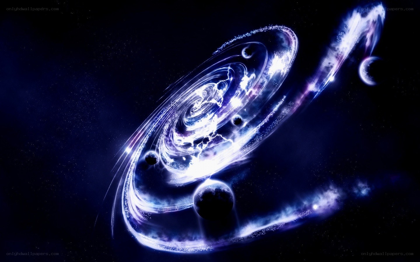Spiral galaxy with planets