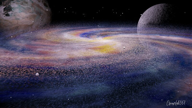 Spiral Galaxy with Planets — Blue, Cosmic, Night