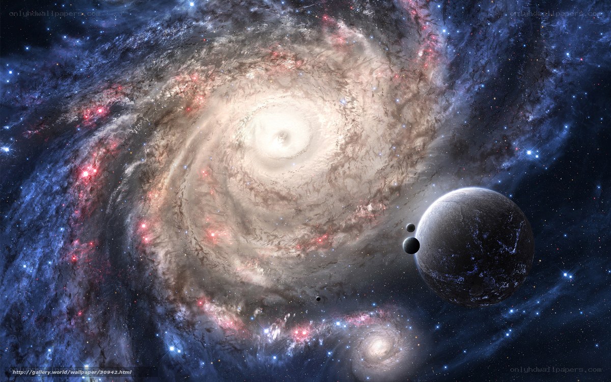 Spiral galaxy with planets