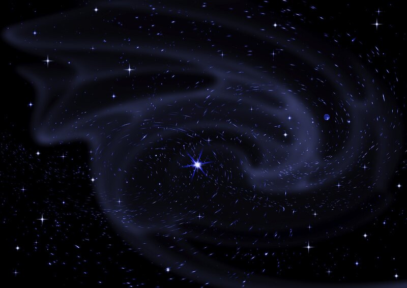 Spiral Galaxy with Stars — Black