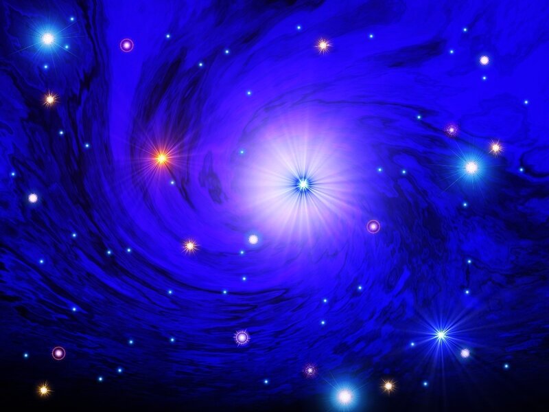 Spiral Galaxy with Stars — Blue