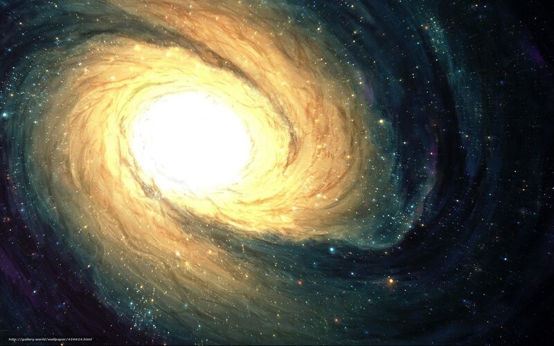 Spiral Galaxy — Yellow, Dramatic, Digital Art