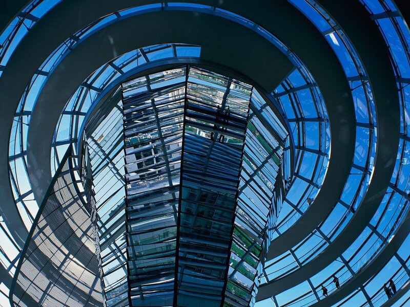 Spiral Glass Dome Interior — Blue