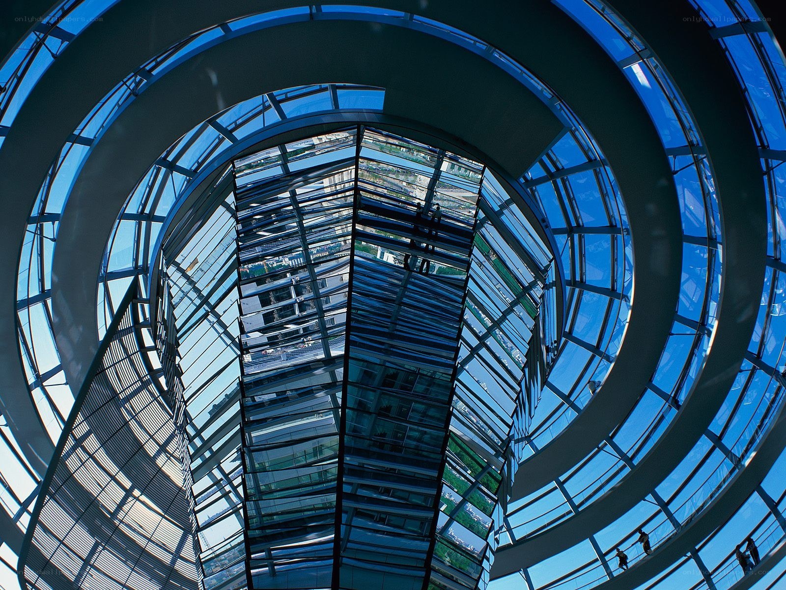 Spiral glass dome interior