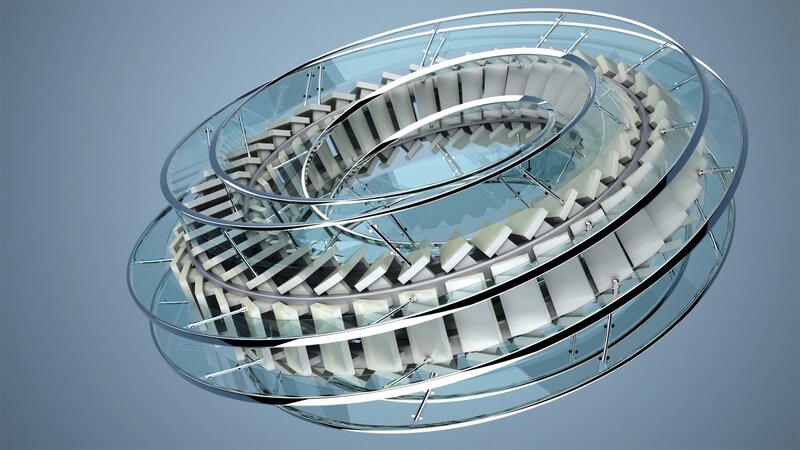 Spiral glass staircase design