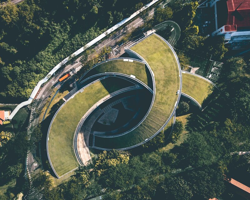 Spiral Green-roofed Building