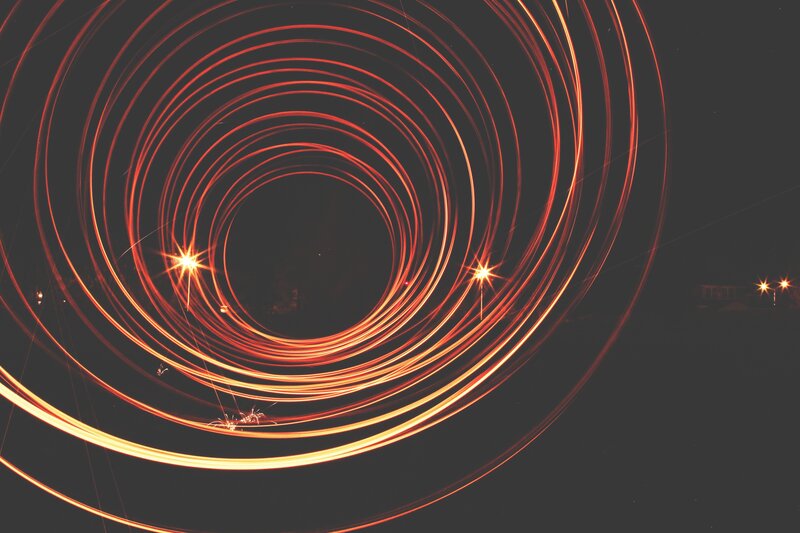 spiral light trails at night