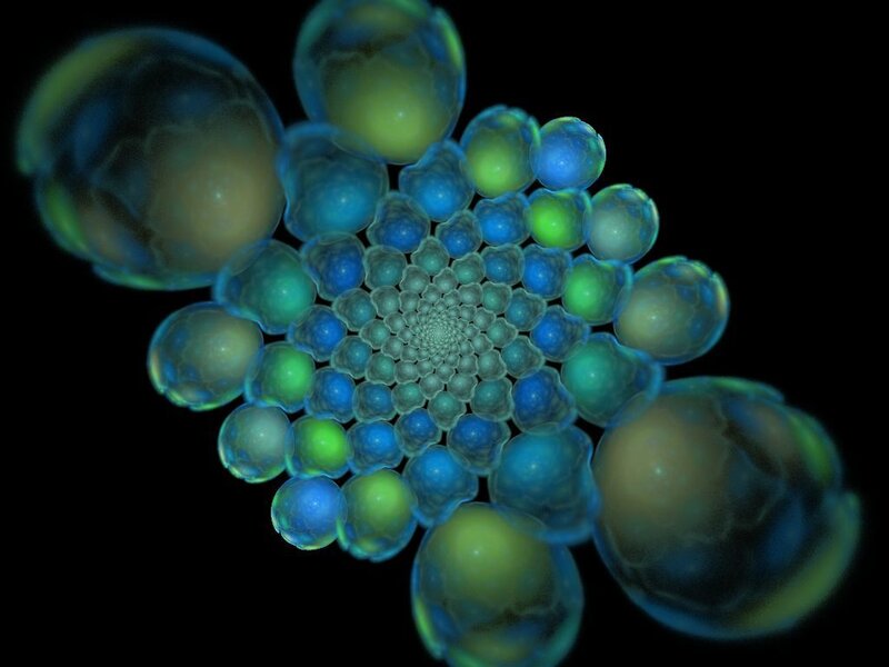 Spiral of glowing orbs