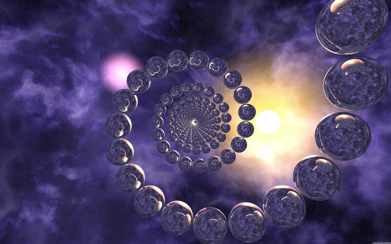 Spiral of glowing orbs