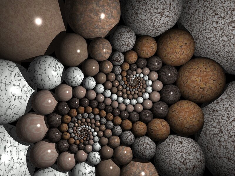 Spiral of Marbled Spheres — Brown