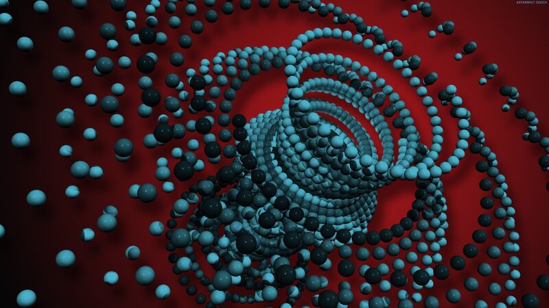Spiral of Spheres — Red, Abstract