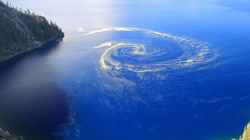 Spiral pattern in a lake