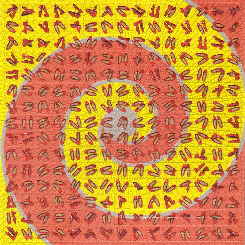 Spiral pattern of red shoes