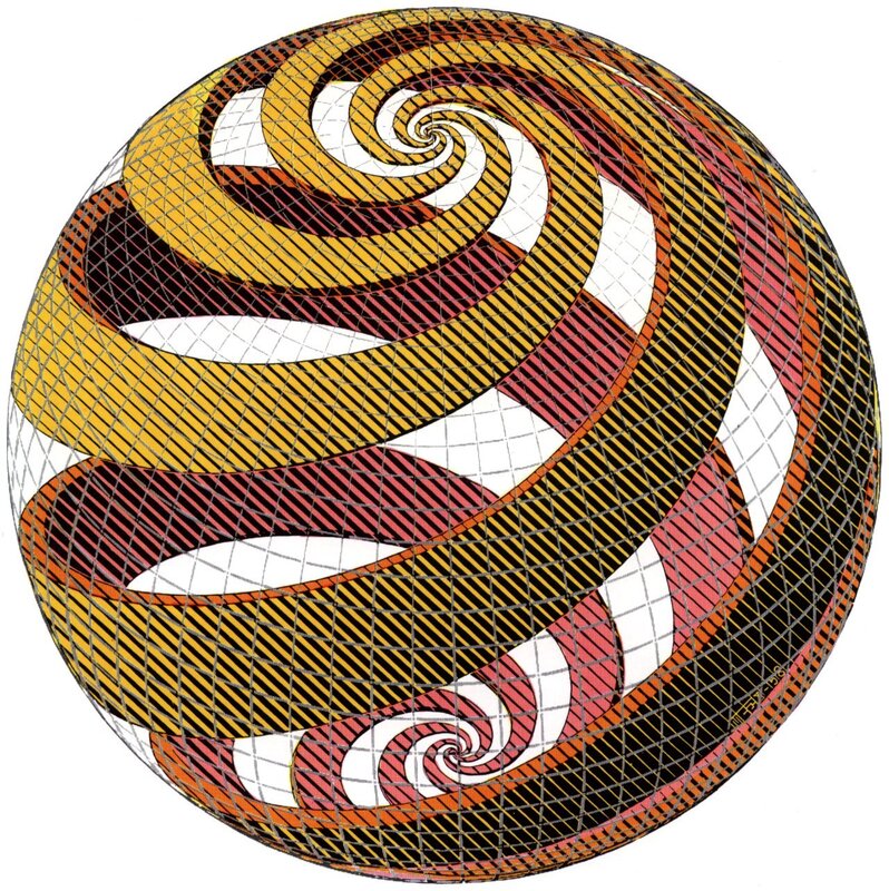 Spiral pattern on a sphere