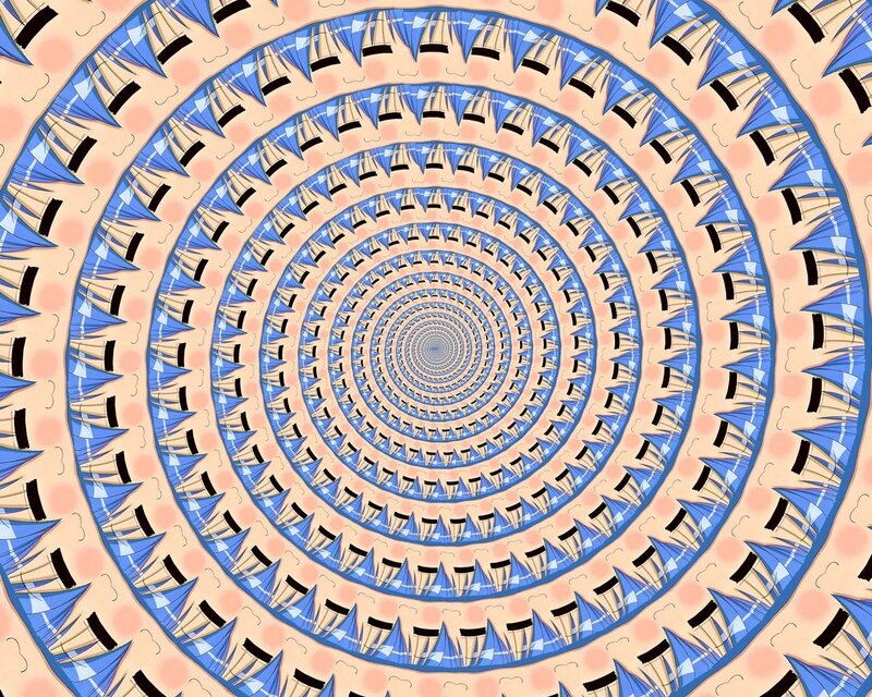 Spiral pattern with sailboats
