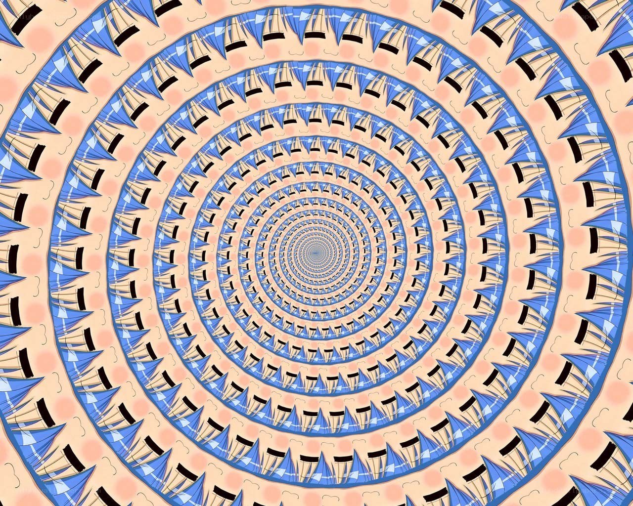 Spiral pattern with sailboats