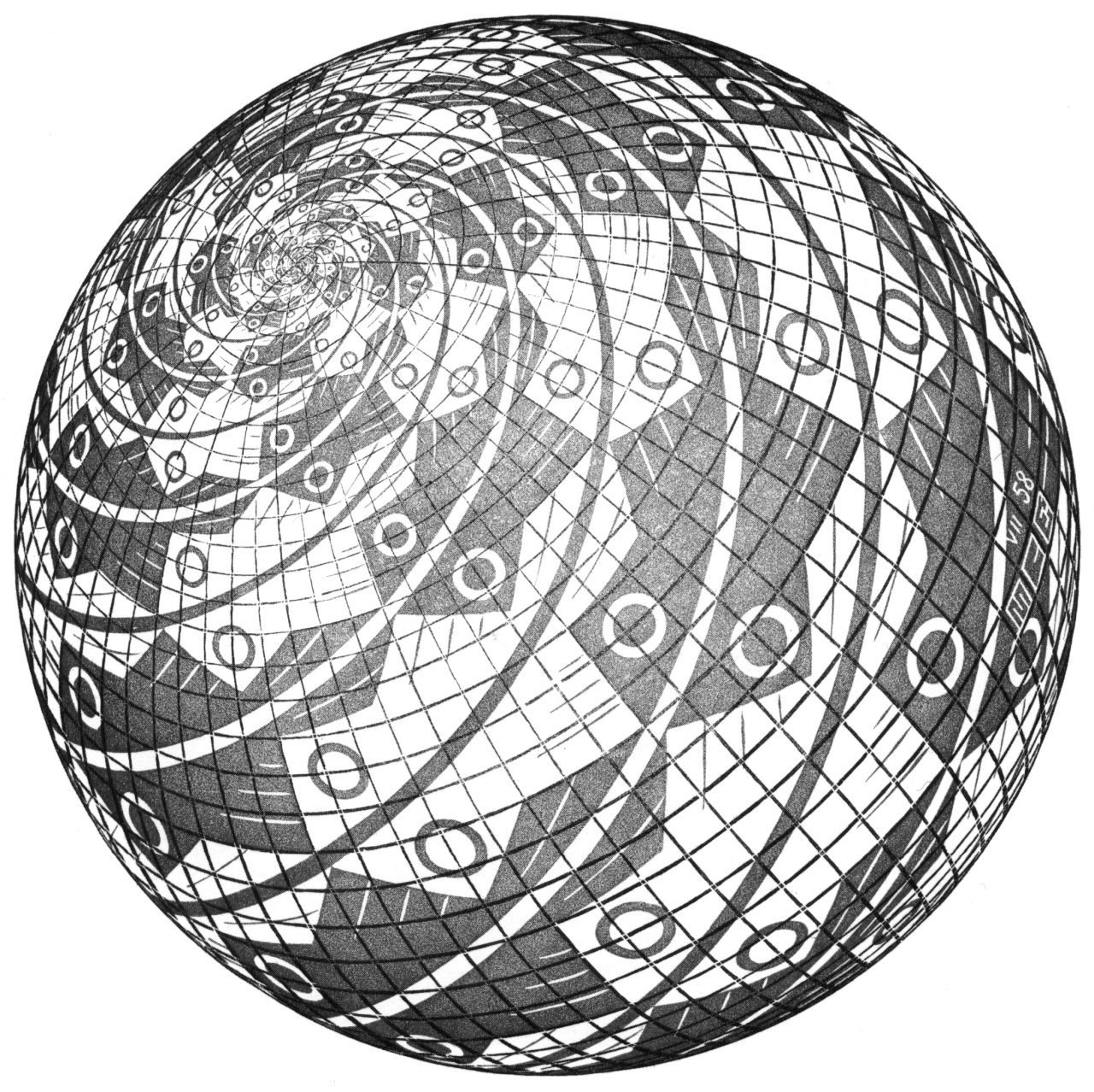 Spiral patterned sphere