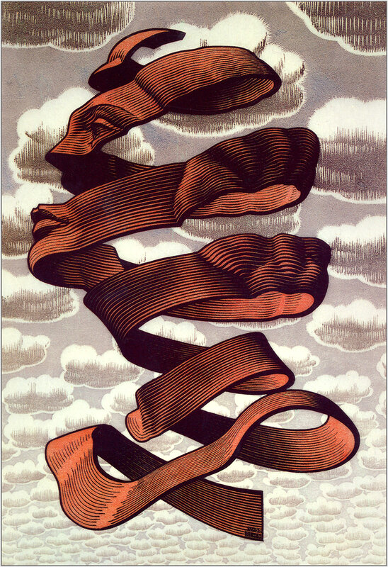 Spiral ribbon in clouds