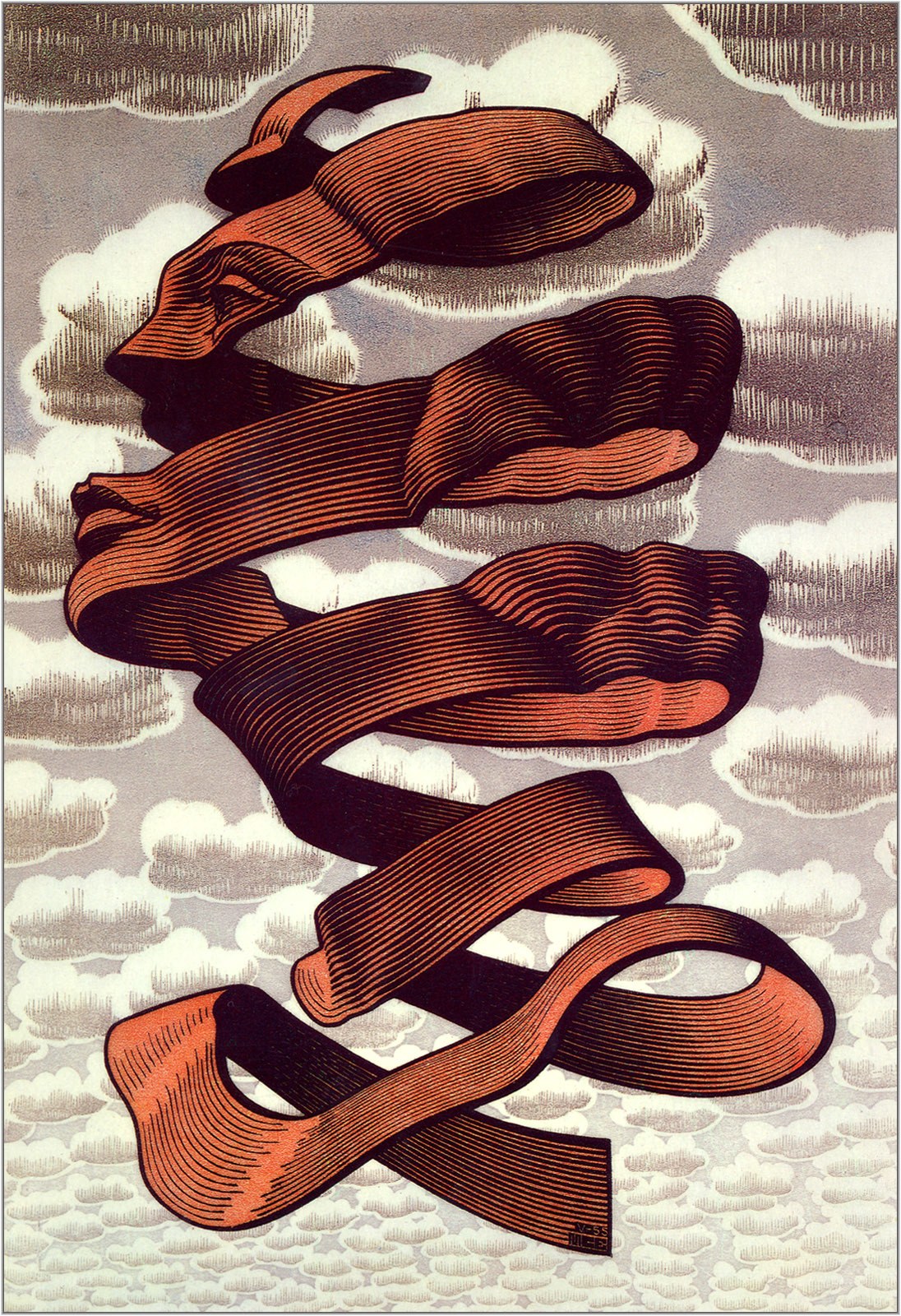 Spiral ribbon in clouds