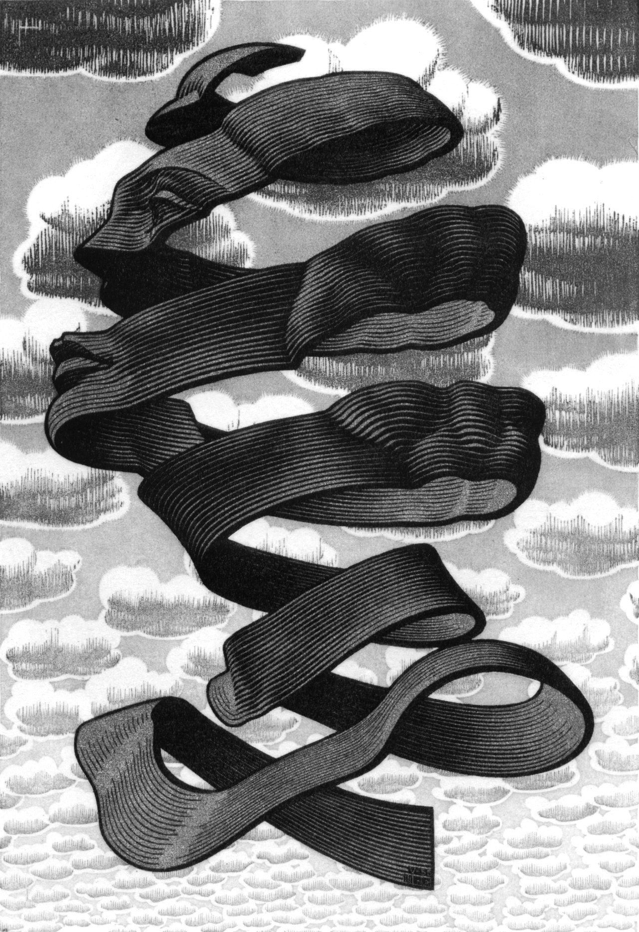 Spiral ribbon in clouds