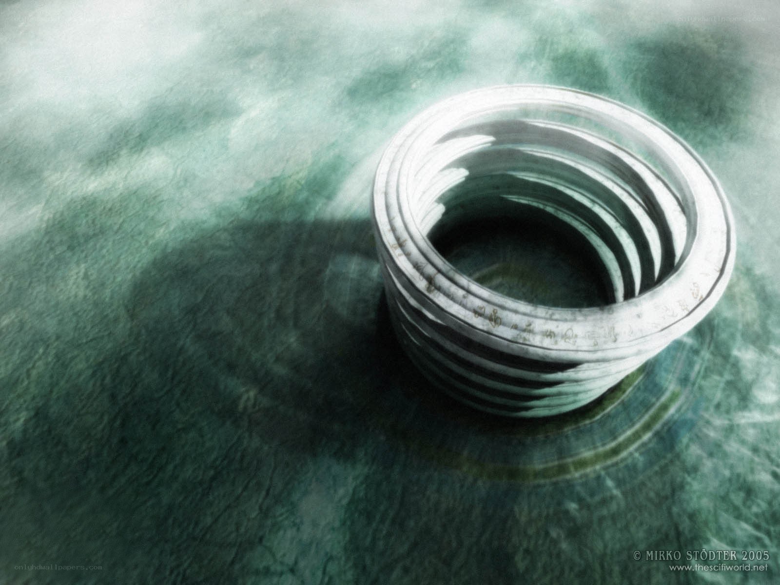 Spiral ring in green water