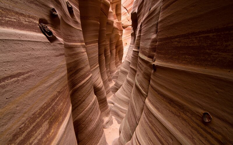 Spiral sandstone formations in canyon