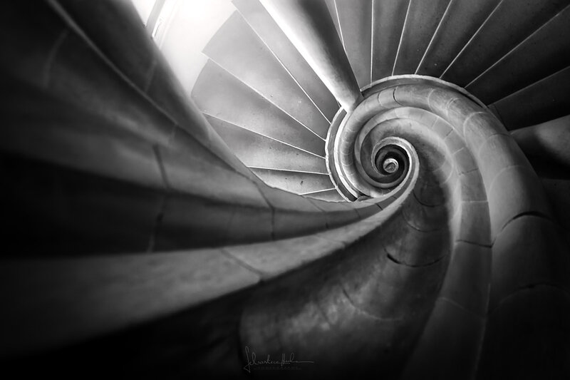 Spiral Staircase — Black, Dramatic, Photograph, Stairs