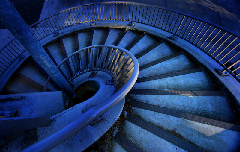 Spiral Staircase — Blue, Dramatic