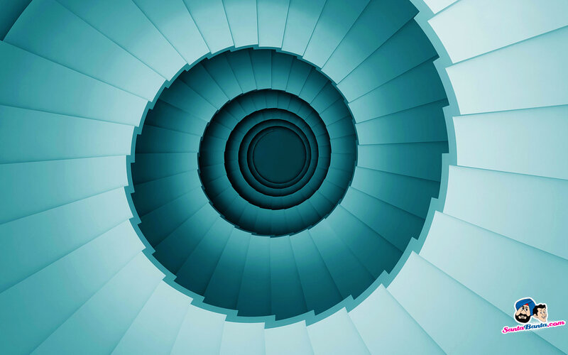 Spiral Staircase from Above — Blue