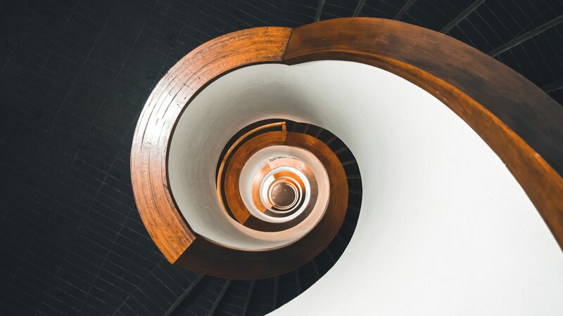 Spiral Staircase from Above — Brown, Calm