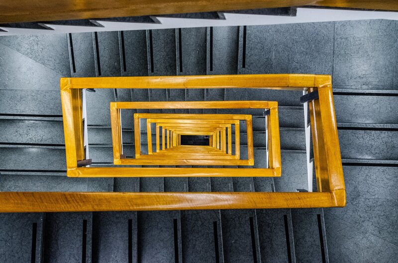 Spiral Staircase from Above — Yellow