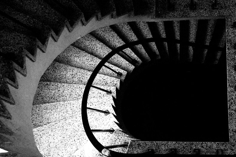 Spiral staircase from below