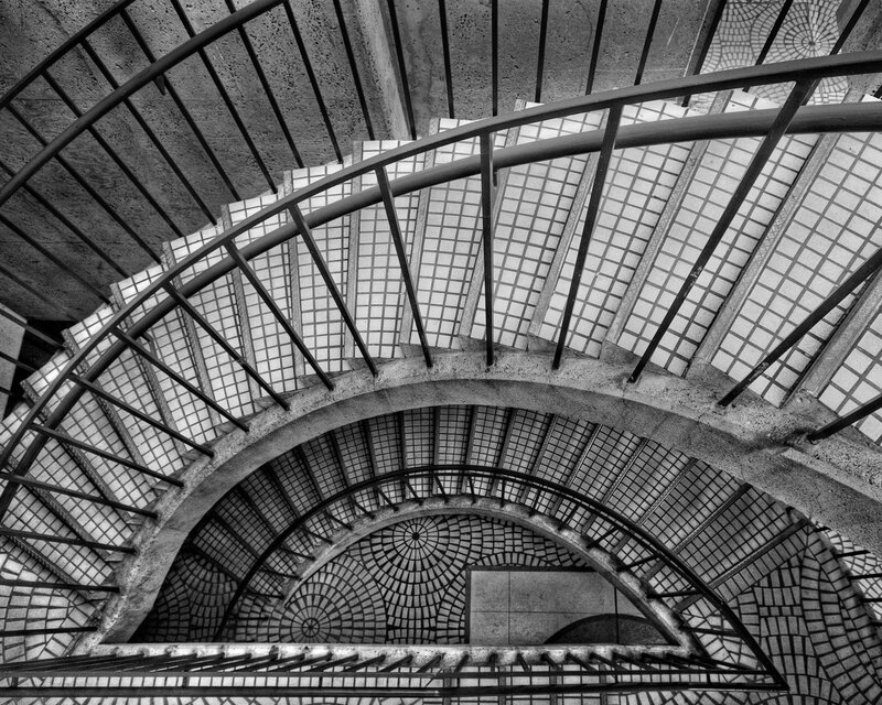 Spiral staircase from below