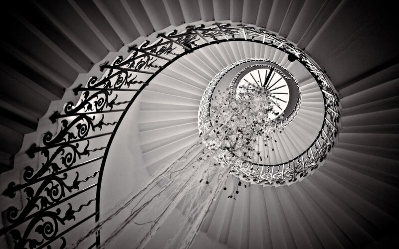 Spiral staircase from below