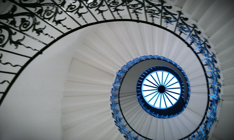 Spiral Staircase from Below — White