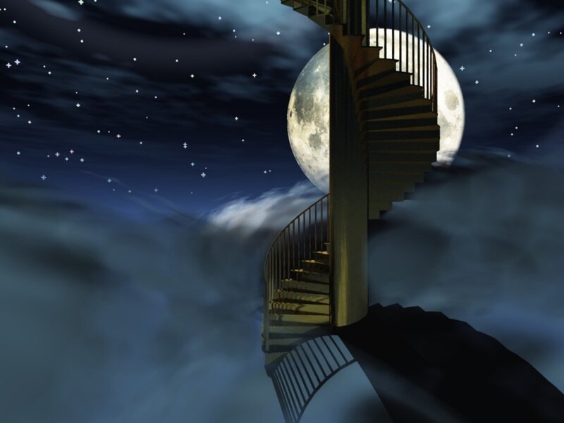 Spiral Staircase in Clouds