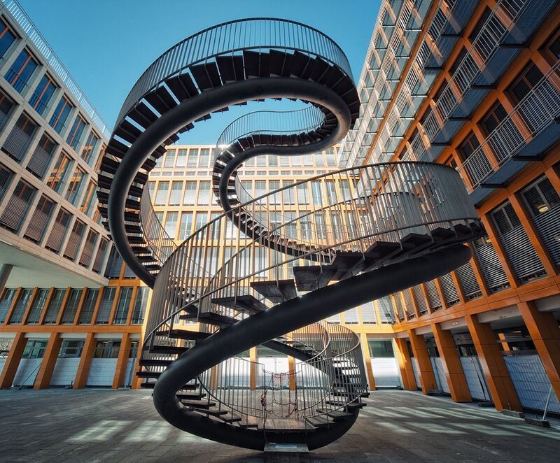 Spiral Staircase in Courtyard — Black